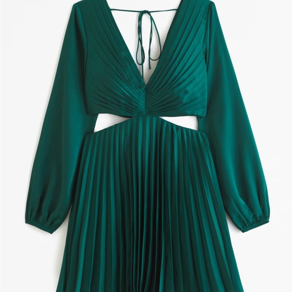Abercrombie & Fitch, The A&F Giselle Pleated Cutout Mini Dress, Green - Picture 5 of 5